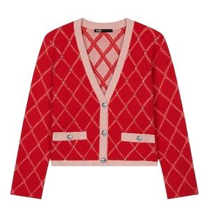 Maje Marguerity Two-Tone Knit Cardigan